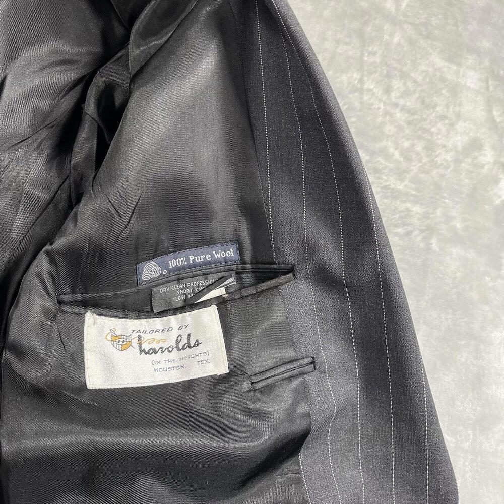 Vtg Burberrys Suit Jacket Men's 42 Regular Black Stripe Pure Wool 2 Button - Picture 5 of 14
